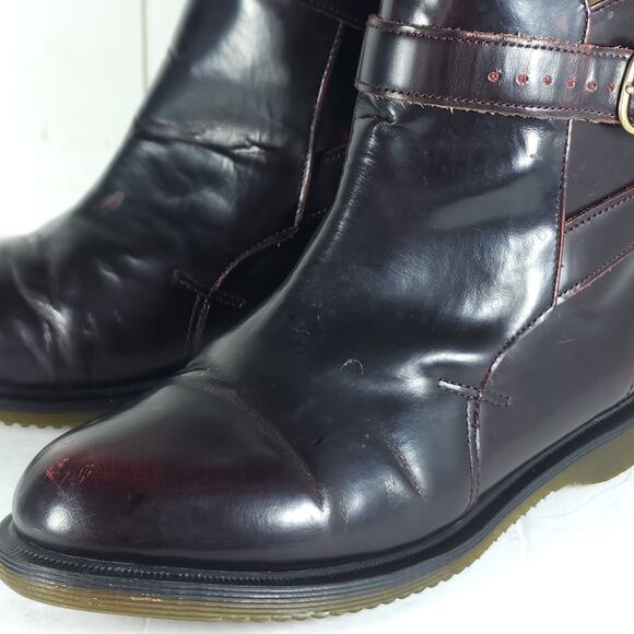 Dr. Martens Women's Teresa US 8 Leather Cherry Red Arcadia Buckle Ankle Boots - Picture 12 of 15